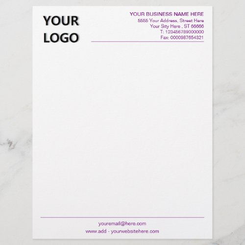 Custom Business Letterhead Choose Colors and Font