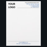 Custom Business Letterhead Example with Logo<br><div class="desc">Custom Colors and Fonts - Design Your Own Personalized Professional Business Letterhead template with Company Logo Branded Stationery Office Supplies - Add Your Logo - Image - Photo or QR Code / and Name - Company / Address - Contact Information / More - Resize and move or remove and add...</div>