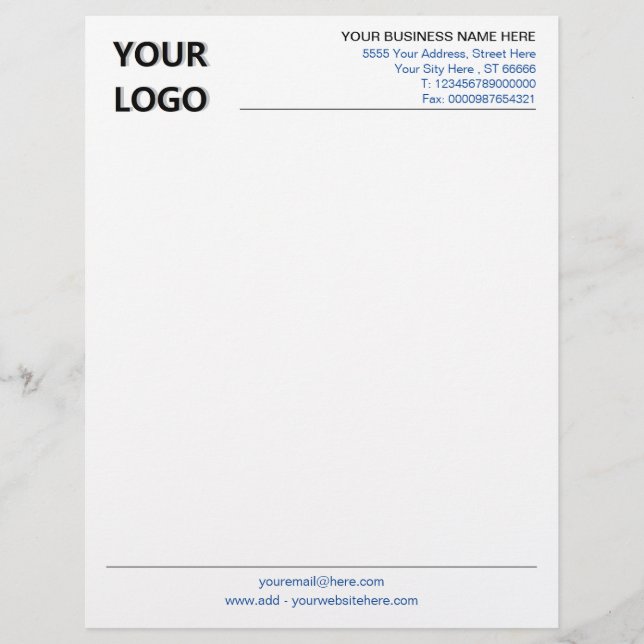 Custom Business Letterhead Example with Logo (Front)