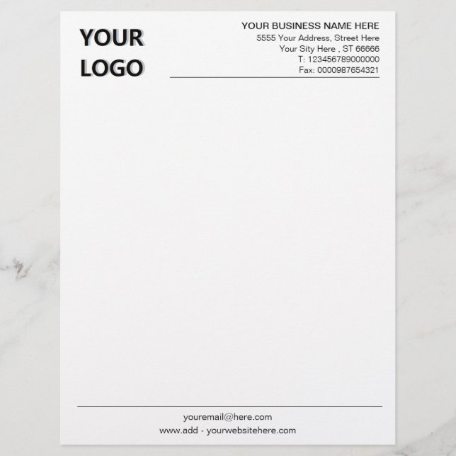 Custom Business Letterhead Personalized Company (Front)