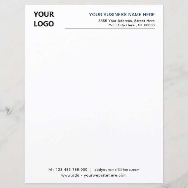 Custom Business Letterhead Template with Logo (Front)