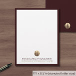 Custom Business Letterhead with Burgundy Frame<br><div class="desc">Make a lasting impression with our Custom Business Letterhead featuring a refined burgundy frame and a brushed gold seal logo that can be used as is or customized with your company's logo elegantly placed in the lower thirds. This letterhead exudes professionalism and attention to detail, making it perfect for all...</div>