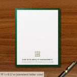 Custom Business Letterhead with Logo<br><div class="desc">Make a lasting impression with our Custom Business Letterhead with Logo featuring a rich emerald green textured print frame and your company's logo elegantly placed in the lower thirds. This letterhead exudes professionalism and attention to detail, making it perfect for all your business correspondence needs. Whether you're sending out official...</div>