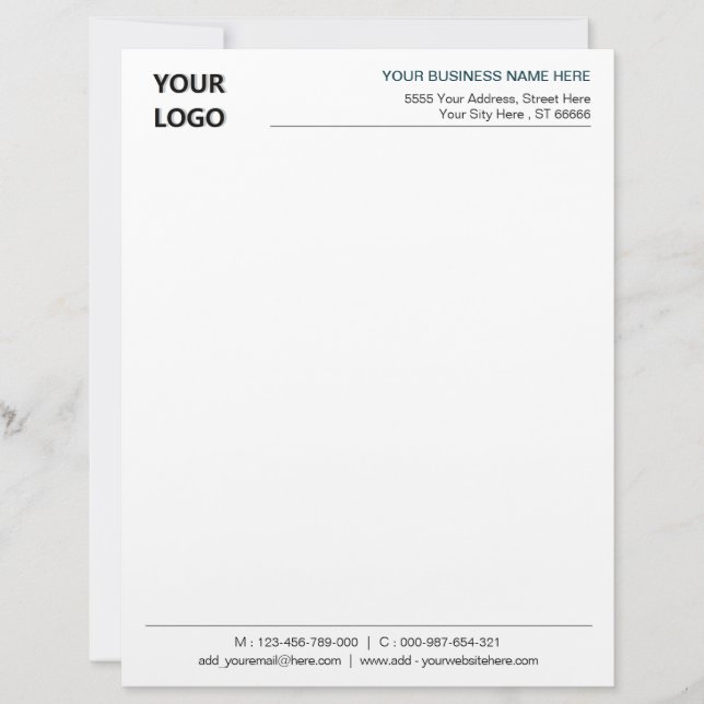 Custom Business Letterhead with Logo and QR Code (Front)