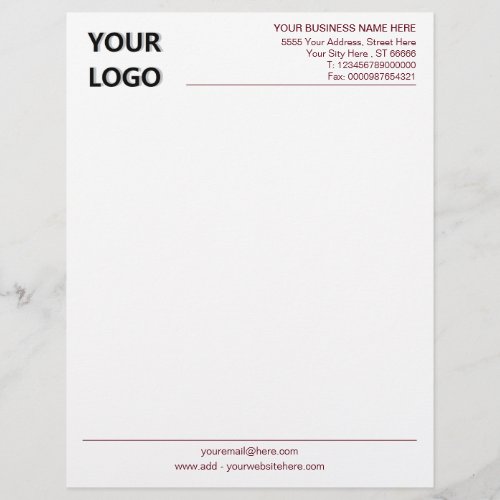Custom Business Letterhead with Logo Text Info