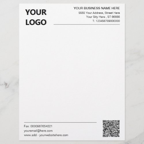 Custom Business Letterhead with QR Code and Logo