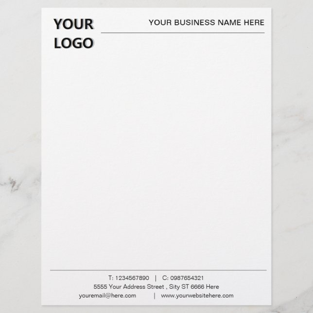 Custom Business Letterhead Your Logo Address Info (Front)