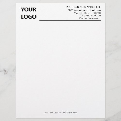 Custom Business Letterhead Your Logo Text Info
