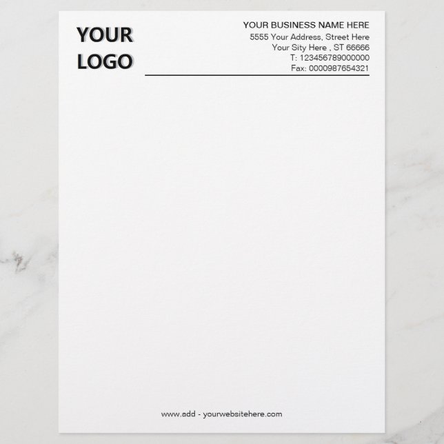 Custom Business Letterhead Your Logo Text Info (Front)