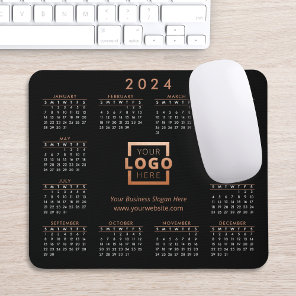 Custom Business Logo 2024 Calendar Rose Gold Mouse Pad