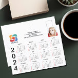 Custom Business Logo 2024 Company Calendar Postcard<br><div class="desc">This modern business calendar postcard is custom made with your professional company name under the the agent name. This minimalist black and white calendar features your logo on one side and personalized photo on the other. Contemporary marketing postcards for a corporation in 2024. The days of the week start with...</div>