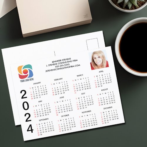 Custom Business Logo 2024 Company Calendar Postcard