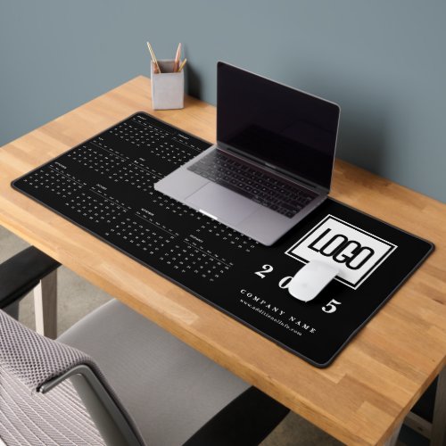 Custom Business Logo 2025 Black Calendar Desk Mat