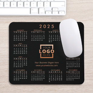 Custom Business Logo 2025 Calendar Rose Gold Mouse Pad