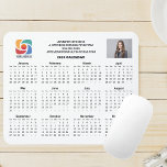 Custom Business Logo 2026 Company Calendar Mouse Pad<br><div class="desc">This modern business calendar mouse pad gift is custom made with your professional company name under the the agent name in chic typography. These minimalist black and white calendar mousepads feature your logo on one side and personalized photo on the other. Contemporary marketing tools for a corporation in 2026. The...</div>