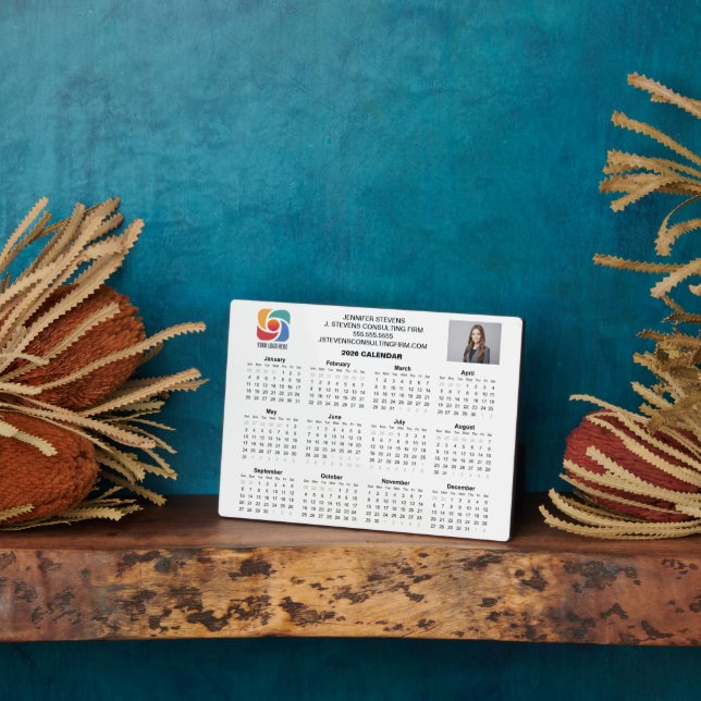Custom Business Logo 2026 Company Calendar Plaque (Side)