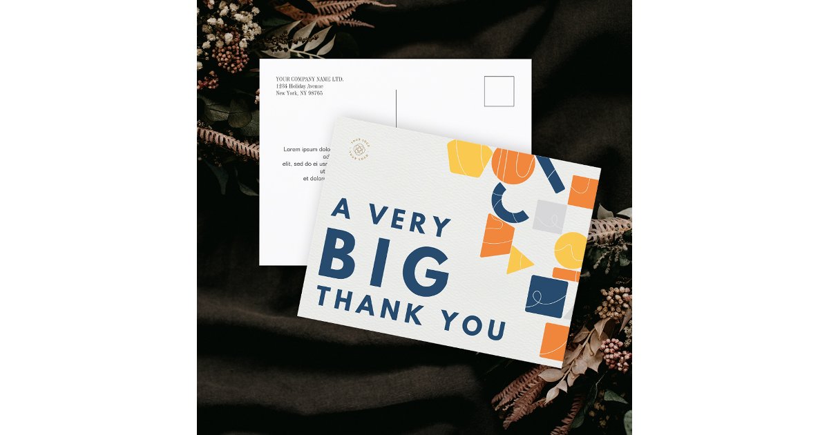 Custom Business Logo A Very Big Thank You Postcard | Zazzle