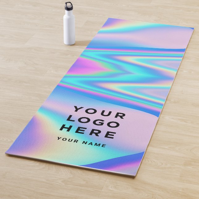 Custom Business Logo Abstract Pink Holographic y2k Yoga Mat (In Situ)