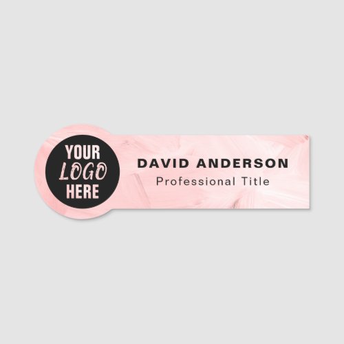 Custom Business Logo Abstract Pink Name Tag