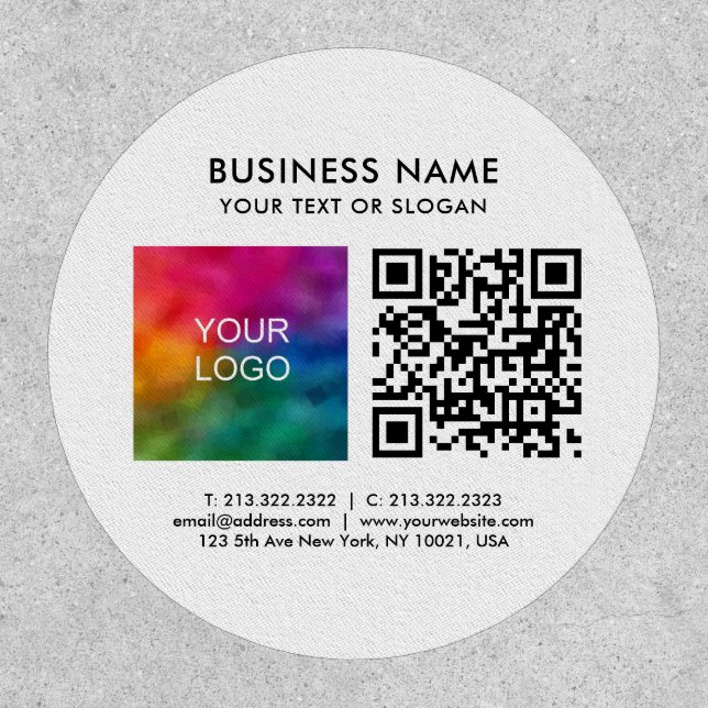 Custom Business Logo Add Text QR Code Circle Patch (Front)