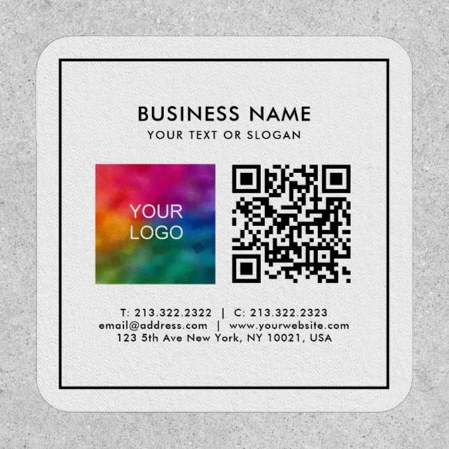 Custom Business Logo Add Text QR Code Template Patch (Front)