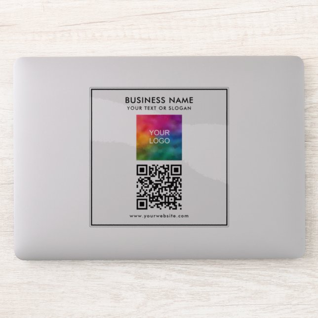 Custom Business Logo Add Text QR Code Template Sticker (Computer)