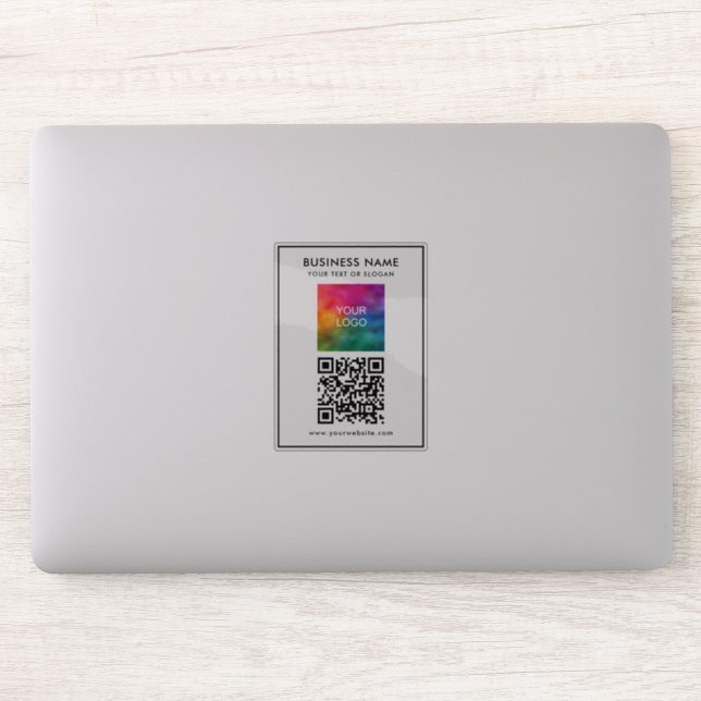 Custom Business Logo Add Text QR Code Template Sticker (Computer)