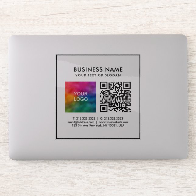 Custom Business Logo Add Text QR Code Transparent Sticker (Computer)