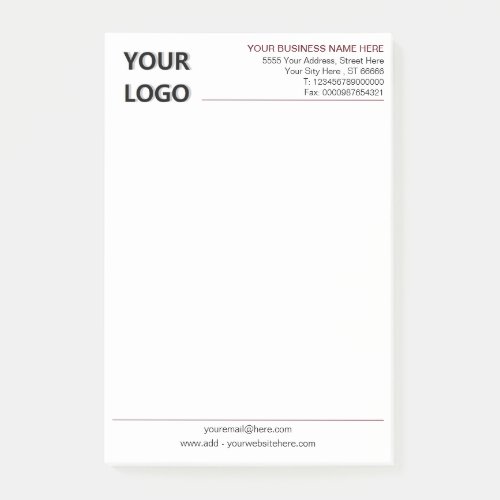 Custom Business Logo Addres Info Colors Design Post_it Notes