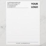 Custom Business Logo Address Info Letterhead<br><div class="desc">Your Color and Font - Simple Personalized Black White Business Office Letterhead with Your Logo - Add Your Logo - Image / Business Name - Company / Address - Contact Information - Resize and move or remove and add elements / image and text with customization tool. Choose your text /...</div>