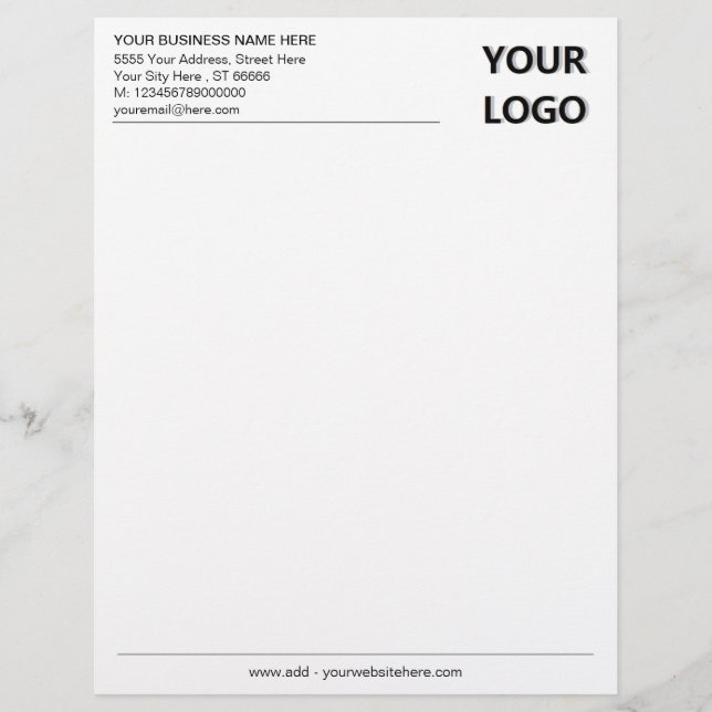 Custom Business Logo Address Info Letterhead (Front)