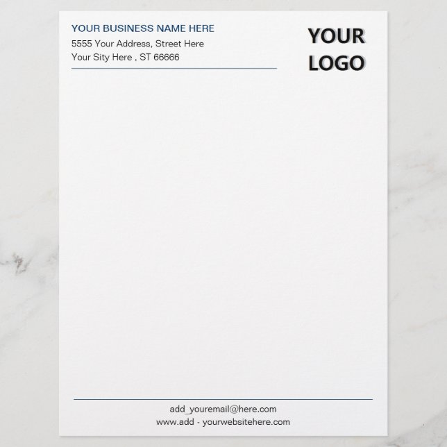 Custom Business Logo Address Letterhead - Colors (Front)