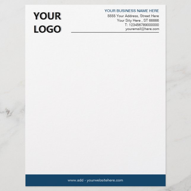 Custom  Business Logo Address Letterhead Example (Front)