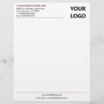 Custom Business Logo Address Office Letterhead<br><div class="desc">Your Color and Font - Simple Personalized Black White Business Office Letterhead with Your Logo - Add Your Logo - Image / Business Name - Company / Address - Contact Information - Resize and move or remove and add elements / image and text with customization tool. Choose your text /...</div>