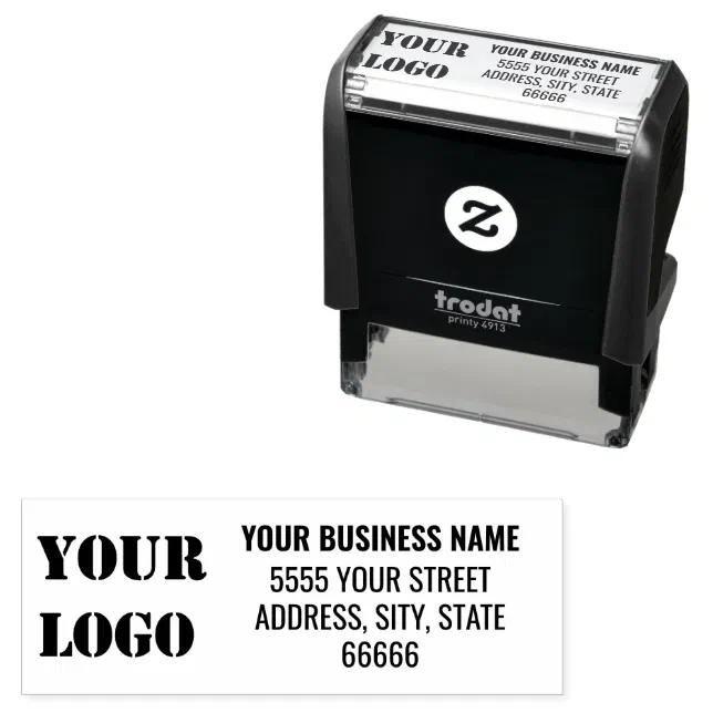 Custom Business Logo Address Self-inking Stamp | Zazzle