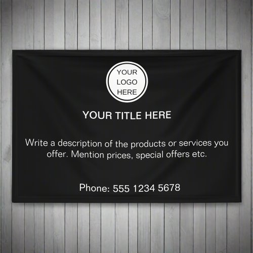 Custom Business Logo Advertising Black  White Banner