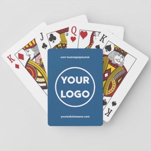 Custom Business Logo and Company Website Blue Playing Cards