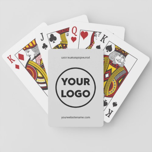 Custom Business Logo and Company Website Gray Playing Cards