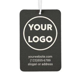 Custom Business Logo and Contact Info on Black Air Freshener