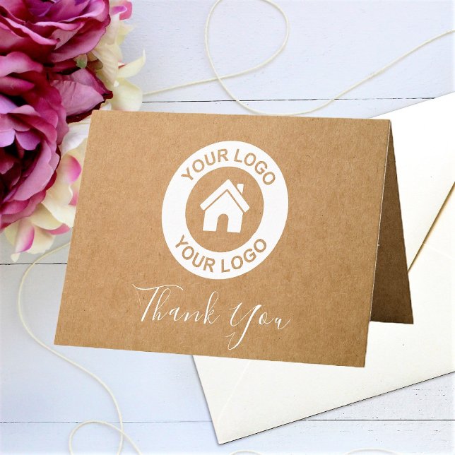 Custom Business Logo And Message Folded Letterpress Thank You Card (Creator Uploaded)