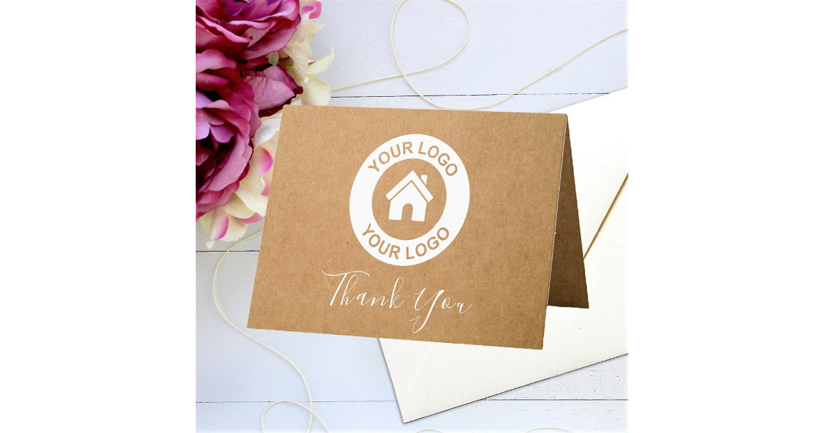 Custom Business Logo And Message Folded Thank You Card | Zazzle