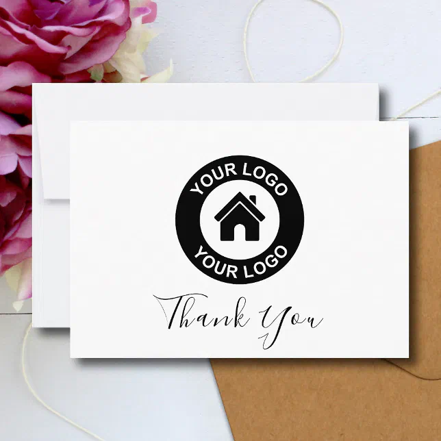Custom Business Logo And Message Thank You Card | Zazzle