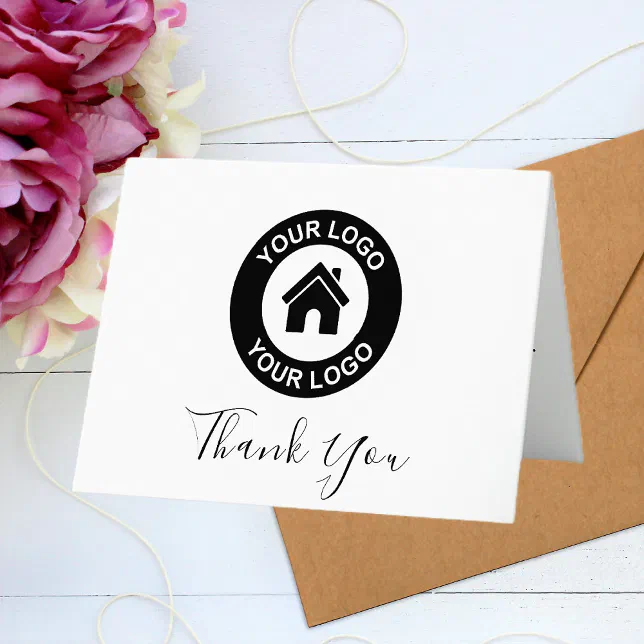 Custom Business Logo And Message Thank You Card | Zazzle