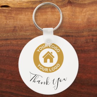 Custom Business Logo And Message Thank You Keychai Keychain | Zazzle