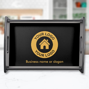 Custom Business Logo and Optional Text Serving Tray