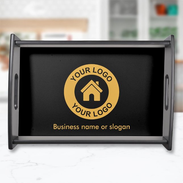 Custom Business Logo and Optional Text Serving Tray (Creator Uploaded)