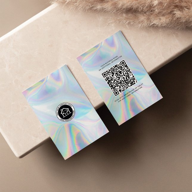 Custom Business Logo and QR Code DIY Holographic Business Card (Holographic Company Logo QR Code Business Card)