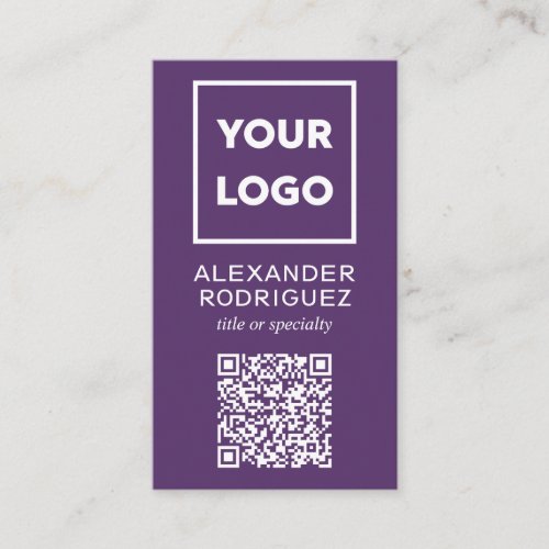 Custom Business Logo and QR Code Modern Purple Business Card