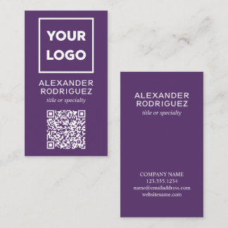 Custom Business Logo and QR Code Modern Purple Card