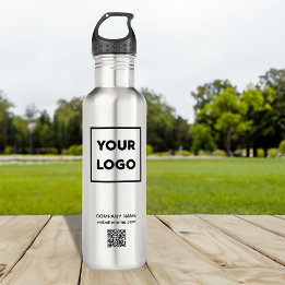 Custom Business Logo and QR Code Stainless Steel Water Bottle